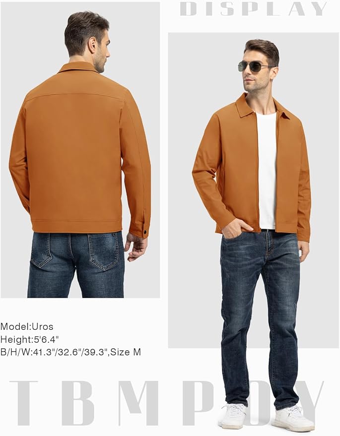 TBMPOY Men's Lightweight Jackets Casual Windbreaker Stylish Light Fall Spring Golf Work Dress Business