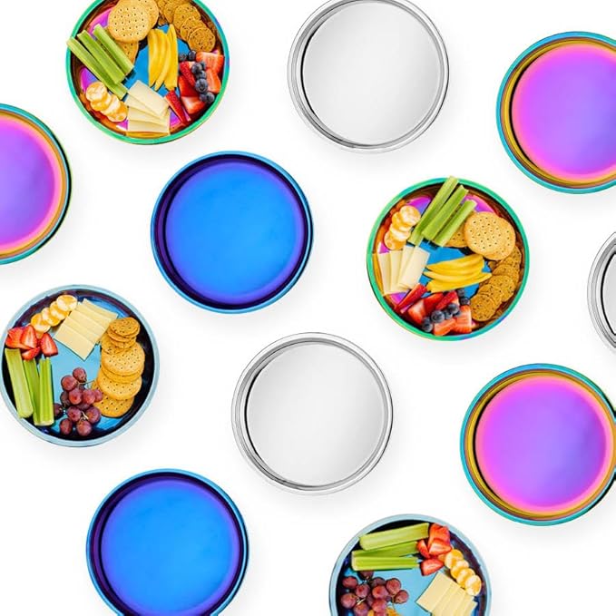 Ahimsa Stainless Steel Plates - 9" Round Classic Stainless Steel Kids Plates, Non Toxic Plate, BPA Free & Dishwasher Safe (Single)