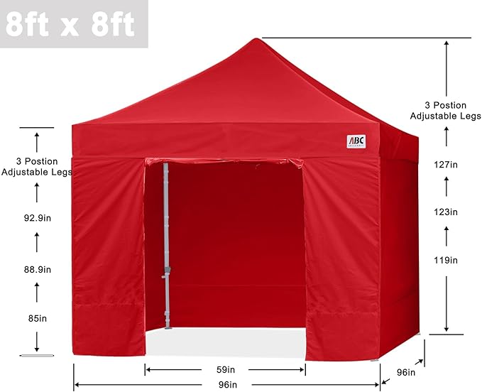 ABCCANOPY Easy Pop Up Canopy Tent with Sidewalls Commercial -Series, Red