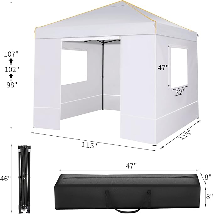 COBIZI 10x10 Canopy Tent with Sidewalls and Mesh Windows 2.0,10x10 Pop up Tent for Parties,Commercial Instant Canopies with Heavy Duty Bag,White Gazebo for Outdoor Activities