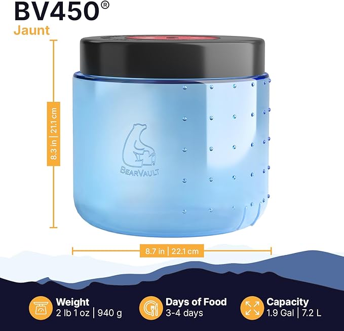 Canister for Backpacking. 4 Sizes: BV500, BV475, BV450, BV425. Bear-Resistant Food Container for Camping, Hiking, Fishing, Hunting, Bikepacking. BearVault is Bear Safe!