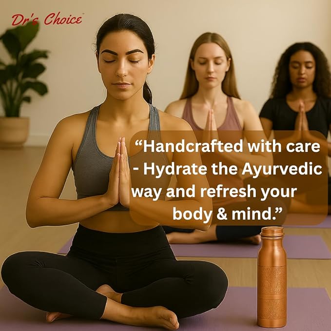Dr's Choice; By Copperking Copper Water Bottle for Drinking 32 Oz | Ayurvedic-Inspired, Hammered Design, Eco-Friendly, Men and Women For Yoga & Fitness Use (Engrave)