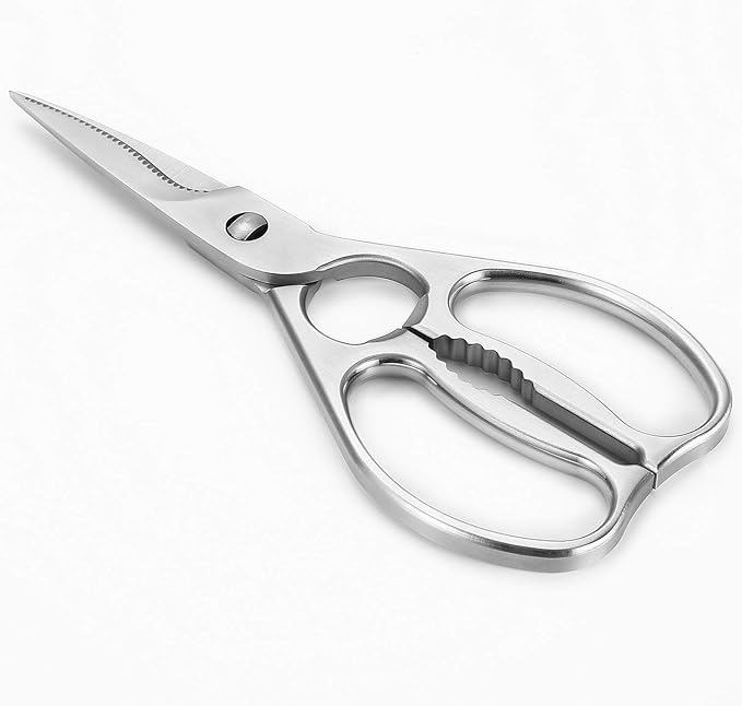 Multipurpose Kitchen Shears by WELLSTAR, Come Apart Heavy Duty German Stainless Steel Food Scissors for Cutting Meat Poultry Chicken Vegetable, Plus Handy Onion Slicing Holder, Gift Box Pack