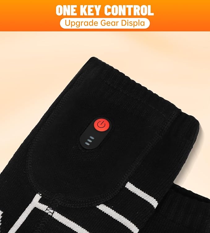 FREEHILL Merino Wool Heated Socks for Men Women, 5000mAh One-Click Control Rechargeable Cold Weather Heated Ski Socks