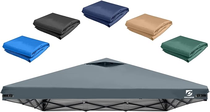 10x10 Pop Up Canopy Replacement Top Cover with Air Vent for Straight Leg Canopy Tent, Waterproof for Outdoor Garden Patio Camping Sun Shade(Top Only) (Light Gray, 1)