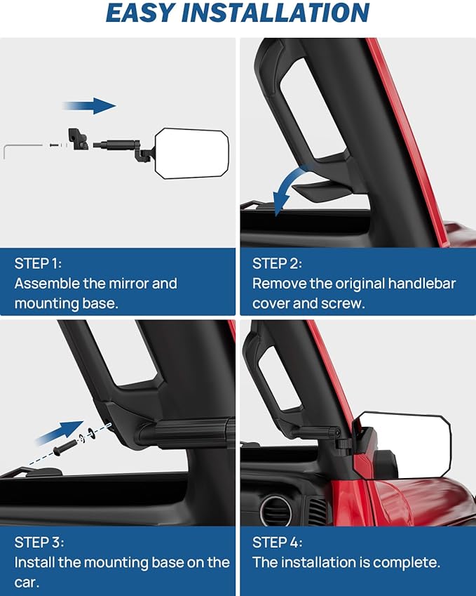 JOYTUTUS Mirrors Doors Off Compatible with 2024 2025 Wrangler JL Gladiator JT, Wrangler JL Side Mirrors with Doors Off Wider View No Vibrate & Wobble (NOT FIT 1986-2023 Wrangler Gladiator)