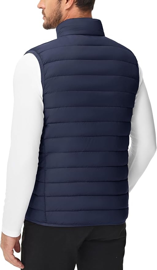 Cotrasen Men's Puffer Lightweight Vest Packable Outerwear Vest Warm Winter Outdoor Sleeveless Jacket for Travel Running