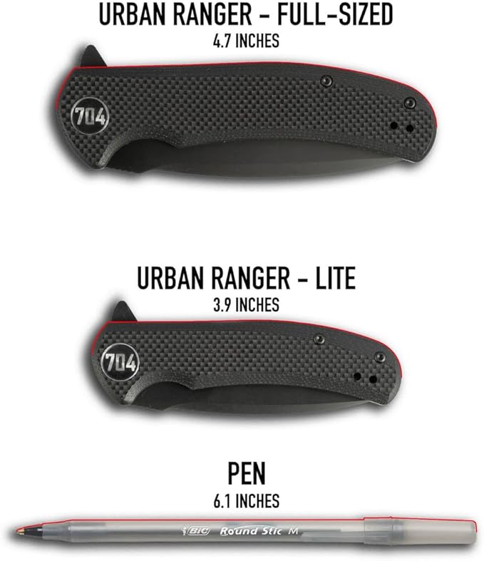 704 Gear Urban Ranger Lite EDC Folding Pocket Knife | Compact 2.91" Blade, D2 Steel, G10 Handle, Reversible Pocket Clip | Olive Drab Green
