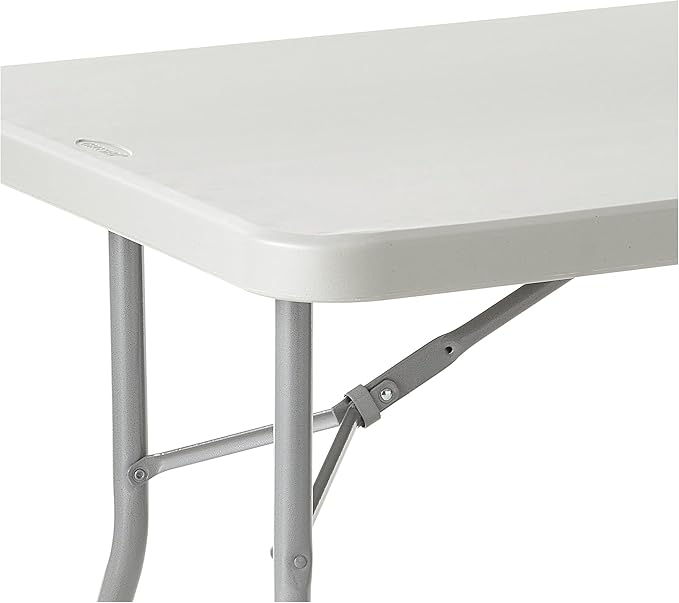 Office Star Resin Multipurpose Rectangle Folding Table for Indoor or Outdoor Use, 5 Feet Light Gray