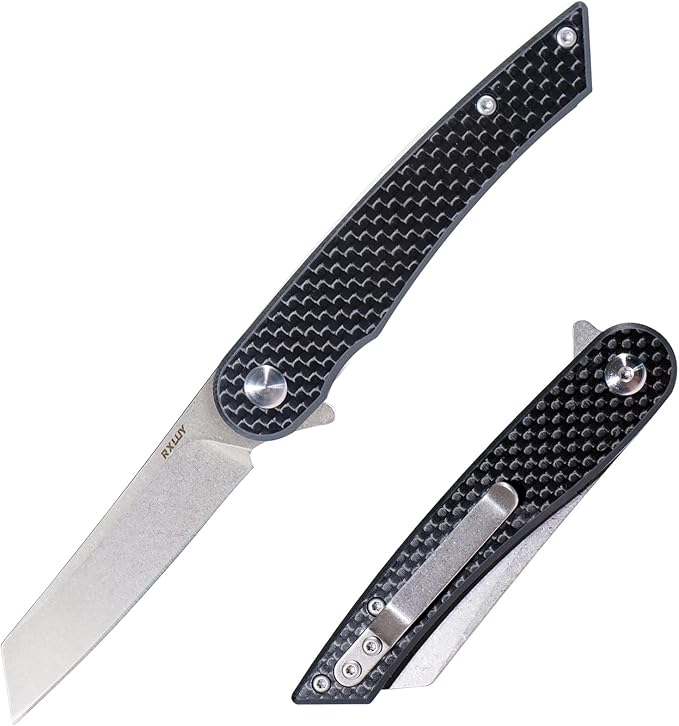 Folding Pocket Knife, 2.79” 14C28N Steel Blade Carbon Fibre Handle Flipper Liner Lock Small Praxis EDC Folding Knife, Sharp Camping Outdoor Survival Knives for Men Women (Black)