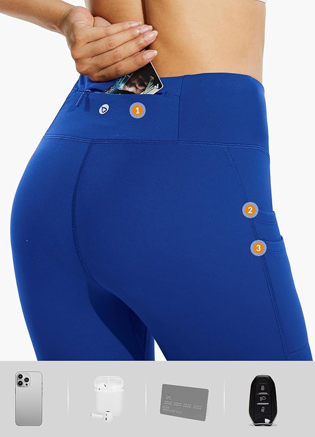baleaf Women's Fleece Lined Leggings Water Resistant Thermal Winter Warm Tights High Waisted with Pockets Running Gear