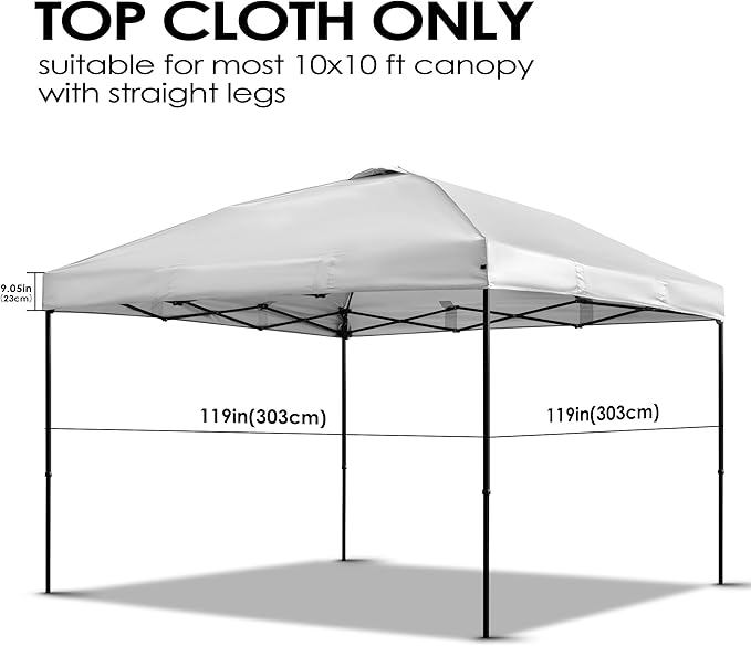 Canopy Replacement Top Cover for 10x10ft Pop Up Canopy Tent with Air Vent, Waterproof UV Protection - for Outdoor, Patio, Event, Garden (White)