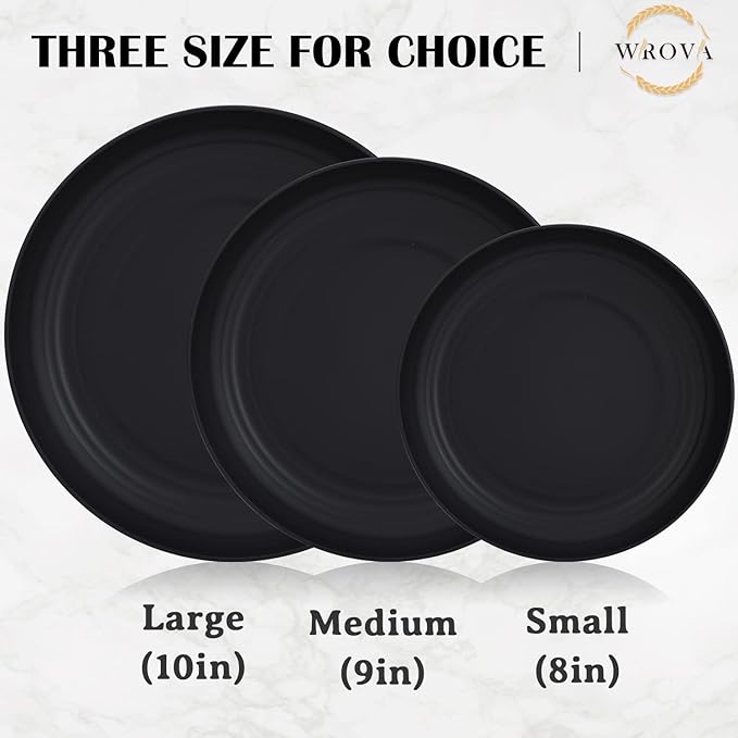 Wheat Straw Dinner Plates - 10 Inch Unbreakable Set of 8 - Dishwasher & Microwave Safe Reusable Plates - Lightweight for Kitchen, Camping (Classic Series)