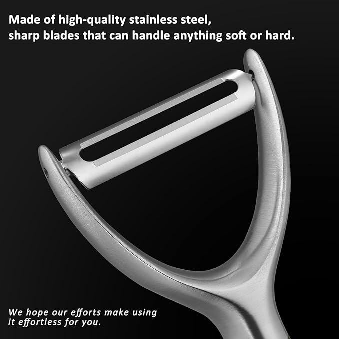 Premium Y Type 304 Stainless Steel Multifunctional Kitchen Peeler Real Wood Handle Ultra Sharp Blade Vegetable Potato Apple(Agarwood)