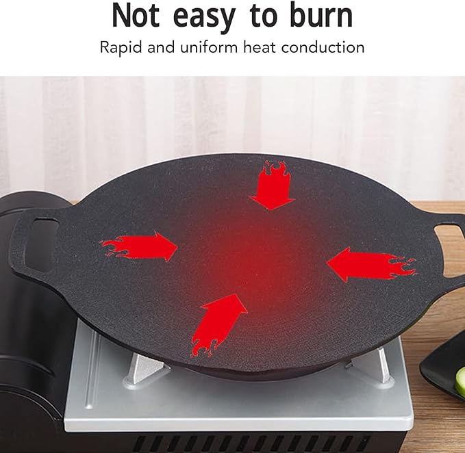 Korean Grill Pan,Round Premium BBQ Grill Pan,Non-stick Griddle Plate for Gas Stove Indoor Outdoor Camping Party(33cm)