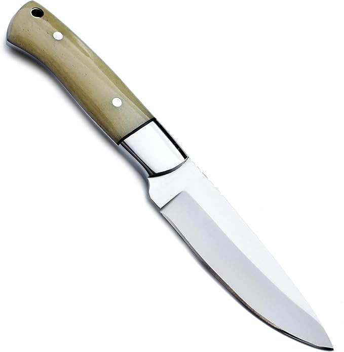 GCS Handmade D2 Tool Steel Tactical Hunting Knife with Leather Sheath and Full Tang Handle Designed for Hunting and Camping & EDC GCS 761