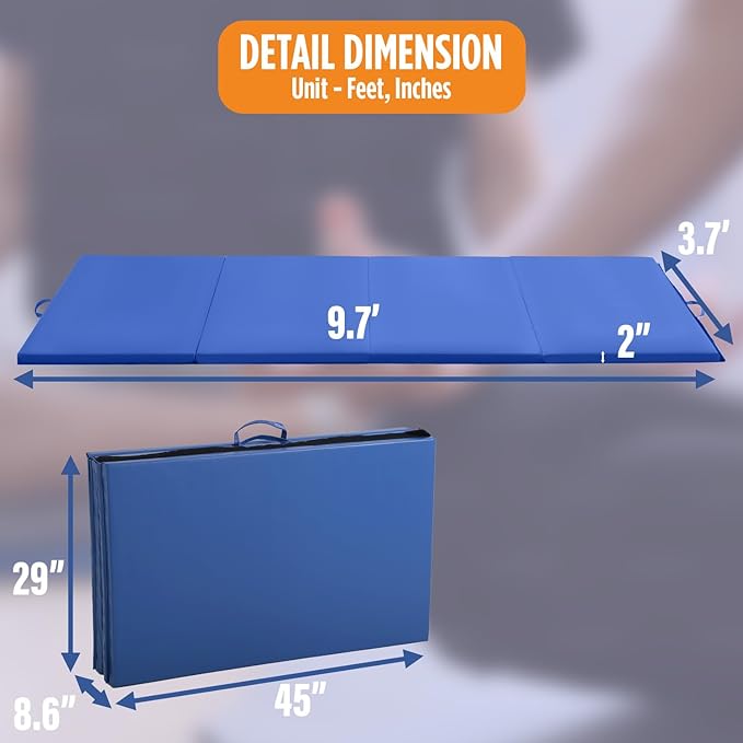 Gymnastics Mats Foldable Tumbling Mats Portable Gymnastics Exercise Mat 2'x6'/2.5'x6.4'/4'x6'/4'x8'/4'x10'/ Gymnastics Tumbling Mats Pad Home Exercise Panel Mat With Carrying Handles