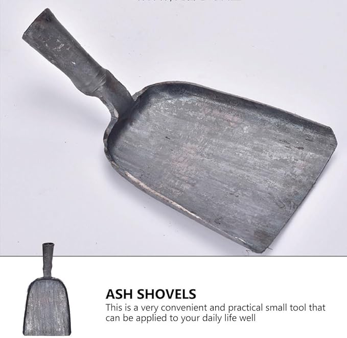 Steel Fireplace Ash Shovel, BBQ Charcoal Shovel Small Compact Coal Scoop Cleaning Flat Scooping Spade for Kitchen Sand Stove Garden Supplies Outdoor Indoor (4.3 * 7.8“)