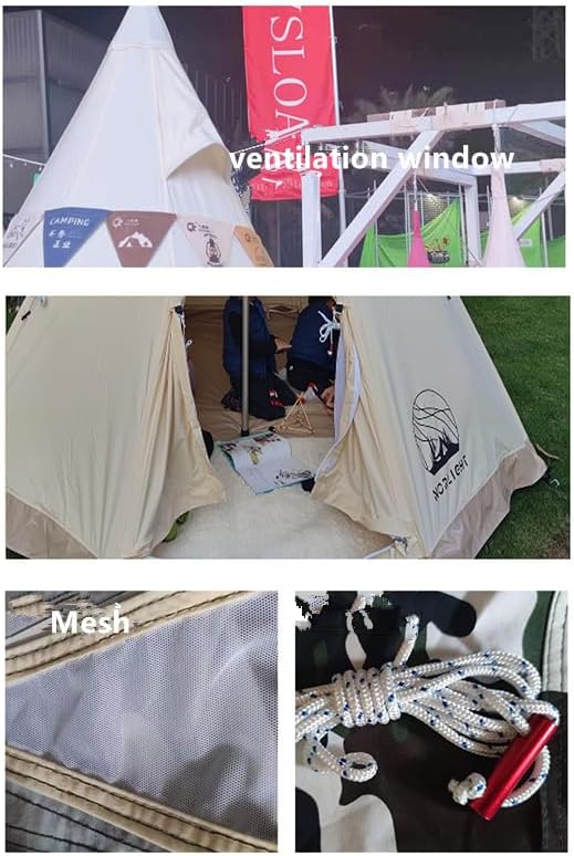 4 Season 9.85ft Tent,Ideal for Family Camping, Hiking,Canvas Tent with Aluminum Pole. Support Camouflage Fabric Customization