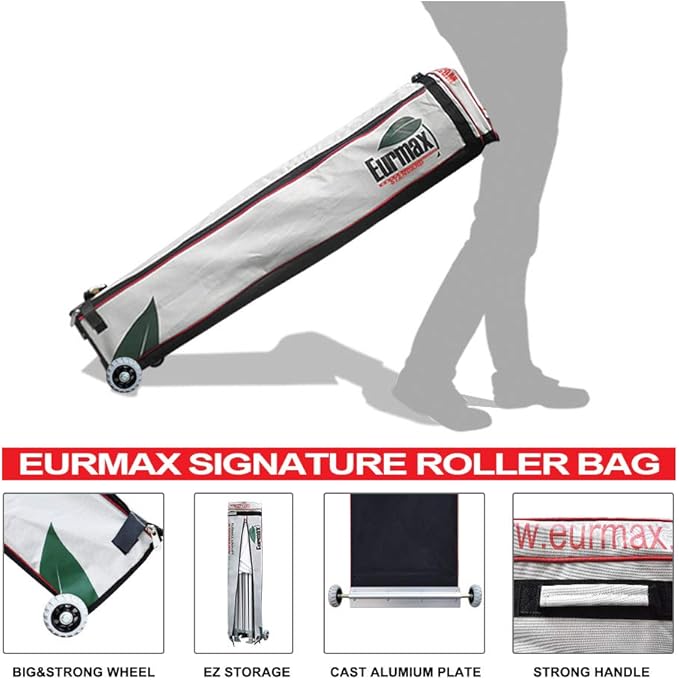 Eurmax USA 10'x20' Pop Up Canopy Tent Commercial Instant Canopies with Heavy Duty Roller Bag,Bonus 6 Sand Weights Bags (Field Green)