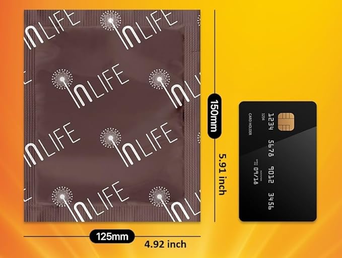InLife Super Size Super Warmer for Hands and Body, All Natural & Safe, Bigger & Wider Area Covered, Higher Heating 145°F, Air Activated, Easy & Comfort, Steady Longer Lasting, Odorless, 20 Packs