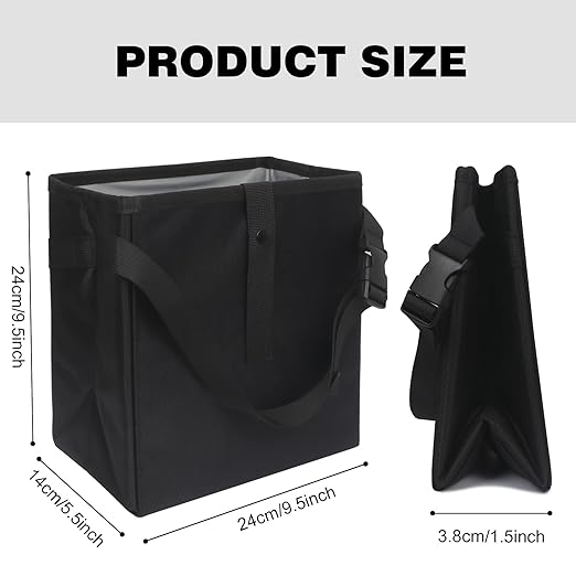 Homelove Car Trash Can, Leak-Proof Waterproof Trash Bin Collapsible Portable Auto Garbage Bag Large Capacity Trashcan Storage Bag Multipurpose Car Organizer Hanging (Black)