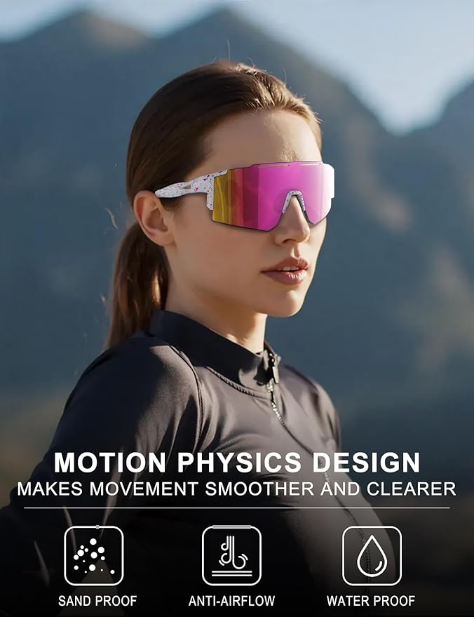 OULAIQI Cycling Sunglasses Polarized Sunglasses for Cycling Men Women with 1 Lens or 3 Interchangeable Lens Baseball Glasses