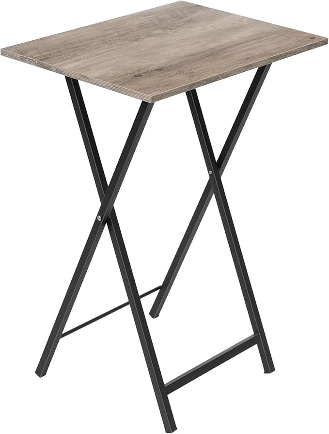 HOOBRO Folding TV Table, TV Tray, Stable Snack Table for Small Space, Portable Sofaside Desk, Easy Assembly and Storage, Ideal for Snacks and Meals in Living Room, Greige and Black BG15BZ01