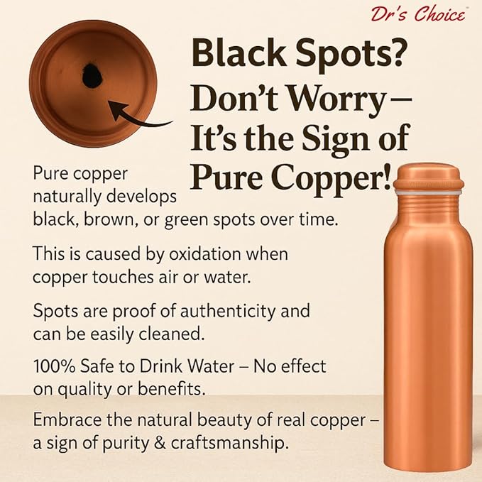 Dr's Choice; By Copperking Copper Water Bottle for Drinking 32 Oz | Ayurvedic-Inspired, Hammered Design, Eco-Friendly, Men and Women For Yoga & Fitness Use (Plain)