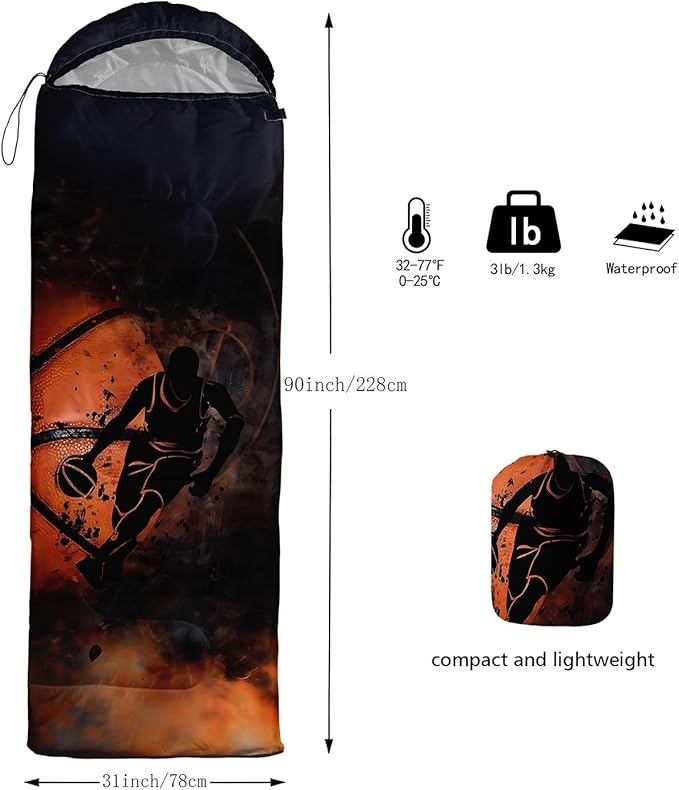 Kids Sleeping Bag for Boys Girls,Checkerboard Cat Print-Lightweight Warm Portable Outdoor Indoor-Waterproof Cold Weather Resistant Sleeping Bag for Camping Hiking