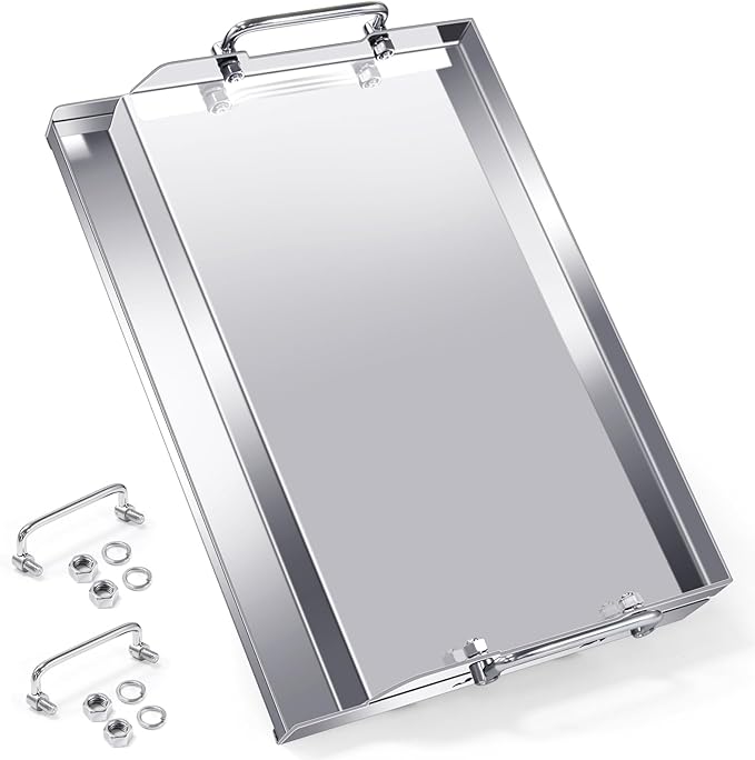 Hiorucet Stainless Steel Griddle, 23" x 16" Universal BBQ Cooking Flat Top Grill Insert for Charcoal/Gas Grills, Camping, Tailgating, Parties, Indoor/Outdoor Rectangular Gas Grill Griddle Plate Pan.