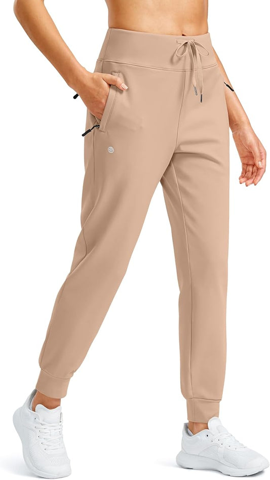 G Gradual Women's Fleece Lined Joggers Water Resistant Hiking Pants High Waisted Winter Thermal Sweatpants 3 Zipper Pockets