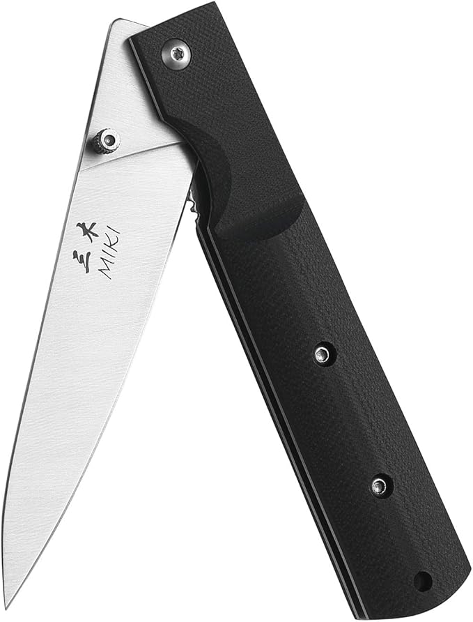 Miki 440A Stainless Steel Blade Japanese Kitchen Chef Folding Pocket Knife for Camping, Petty Fruit Paring Peeling Small Drop Point