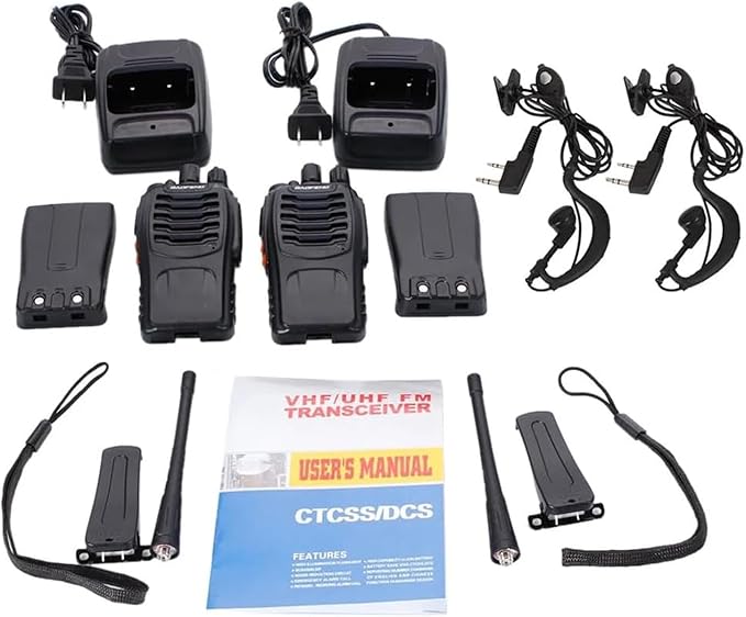 Walkie Talkies Baofeng 888S Radio Rechargeable Walkie-Talkies Long Range with Earpieces for Adults, 2 Way Radios Kids walkie talkies 2 Pack