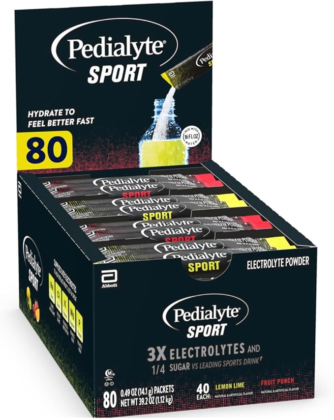 Pedialyte Sport Electrolyte Powder Packets Hydration Station, Variety Pack, 80 count