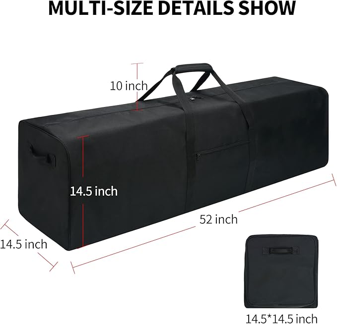 Urbanstand 52 Inch Large Duffle Bag for Travel Camping Sport Equipment Storage Bag with 2-way Lockable Zippers (Black 52inch 2Pack)