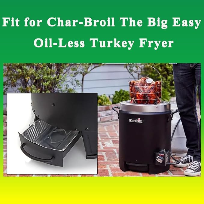 Drip Pans for Char Broil the Big Easy Oil-less Turkey Fryer 2425514W12, Disposable Heavy Duty Aluminum Foil Grease Tray Liner for Charbroil Grill, 20 Pack