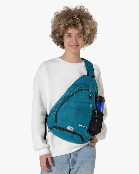 WATERFLY Large Crossbody Sling Bag: Over Shoulder Backpack Daypack Casual Cross Chest Side Pack