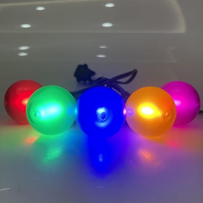 50Ft Outdoor Multicolor Christmas Lights, G40 Frosted Globe Patio String Lights with 27 Ceramic Colorful Bulbs(2 Spare), Connectable Vintage Christmas Bistro Lights for Holiday Party Backyard Christma