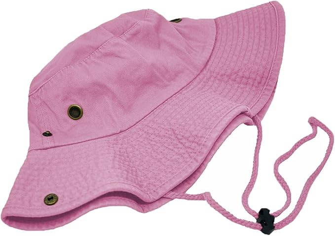 Glory Max Washed Cotton Bucket Hat with Chin Strap Fishing Sun Safari Boonie Cap