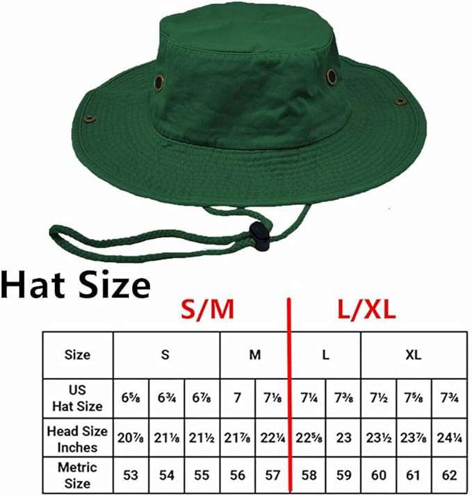 Glory Max Washed Cotton Bucket Hat with Chin Strap Fishing Sun Safari Boonie Cap
