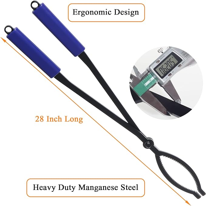 28" Firewood Tongs Log Grabber for Thick Logs Outdoor Indoor Camfire Firepit Bonfire Fireplace Tongs Heavy Duty Wrought Rustproof Safely Moves Firewood