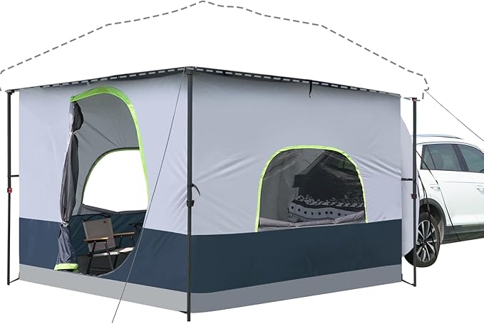 UNP Car Square Tent - Inner Tent for 10' x 10' Canopy into Camping Cube Cabin - Connect Car Tailgate Cabin Vented Roof - Dark Blue (Canopy Pole/Shelter NOT Included)