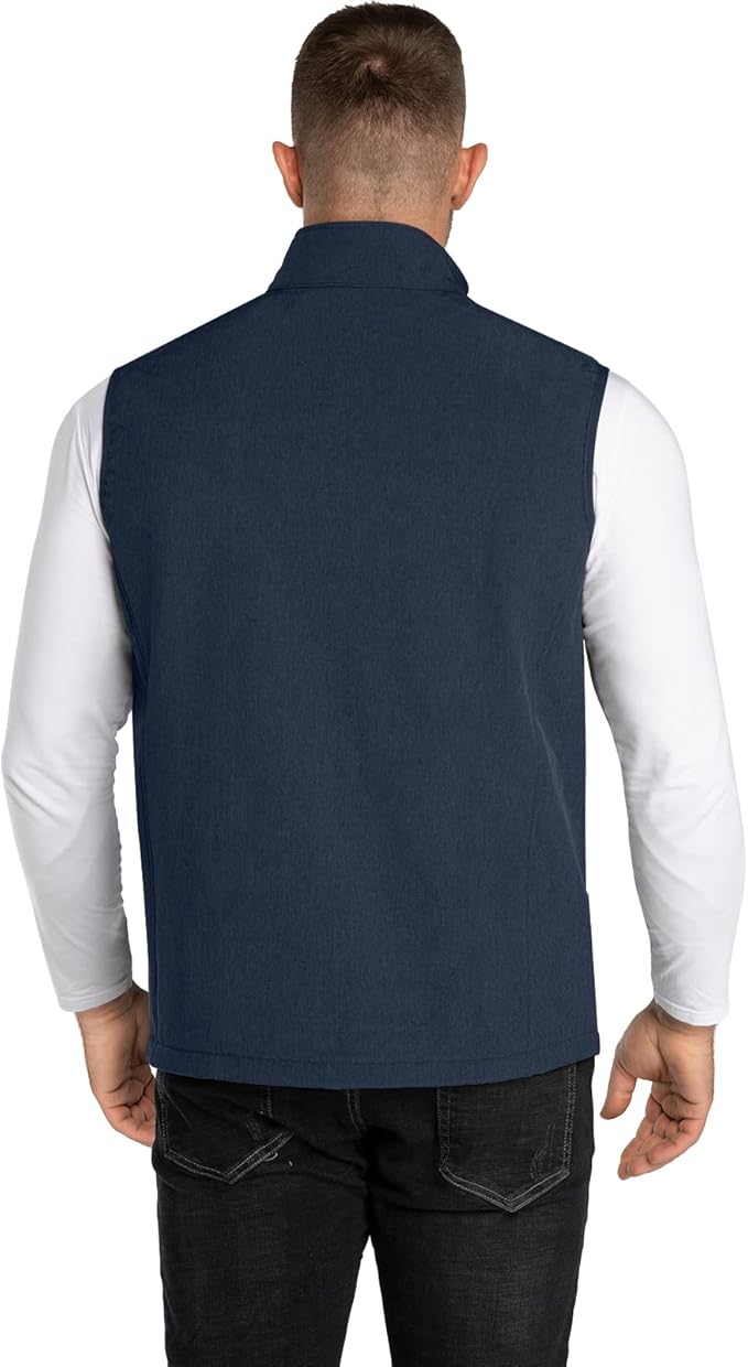 33,000ft Men's Lightweight Softshell Vest Outerwear Zip Up Fleece Lined Windproof Sleeveless Jacket for Golf Running Hiking