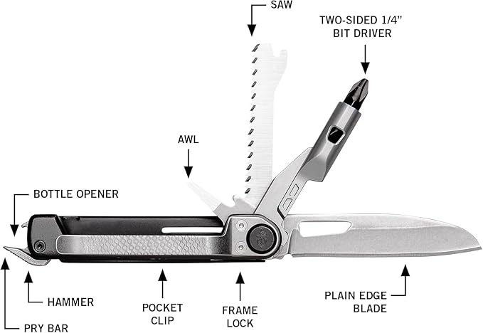 Gerber Gear Armbar Trade 8-in-1 Multi-tool - 2.5" Plain Edge Blade, Pry Bar, Hammer - EDC Gear and Equipment - Onyx