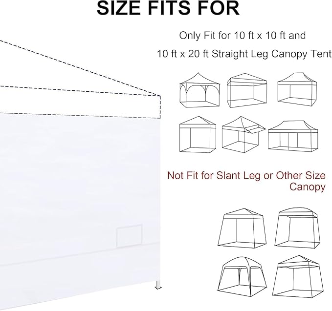 SANWAY Instant Canopy Tent Sunwall Silver, 2 Pack Sidewall Only, for 10x10 Pop up Canopy, with 2 Storage Pockets (White, Splicable)