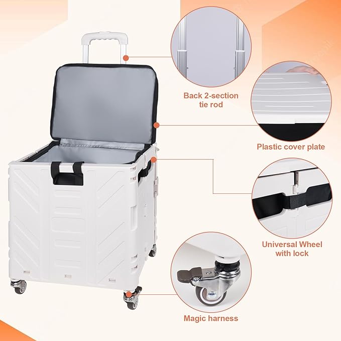 Cooler Bag Wheeled,Large Insulated Rolling Cooler Collapsible Leakproof Portable Hard Framed Ice Packs for Camping Picnic Beach Travel