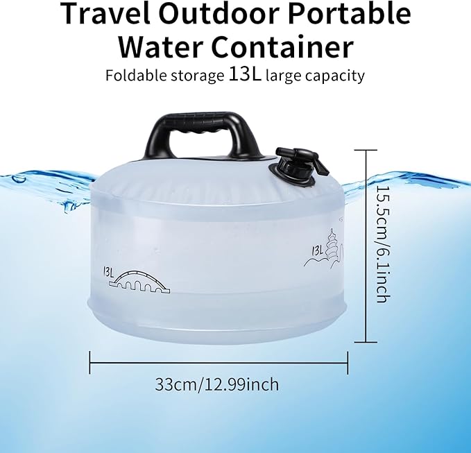 15L/3.96 Gallons Collapsible Water Container - Leakproof with Spigot | Outdoor Hiking Survival Storage Bag | Camping, RV & Emergency ESSENTIAL | BPA-Free