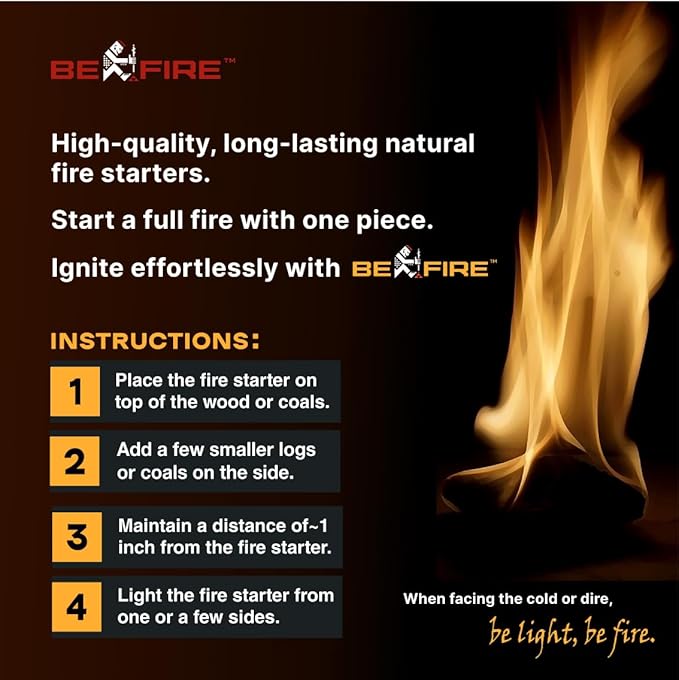 Fire Starter โข 80 pcs Natural Fire Starters 15+ Min Burn Time Firestarters for Indoor Fireplace, Campfires & Camping, Wood Stove, Grill โข Water Resistant and Long-Lasting