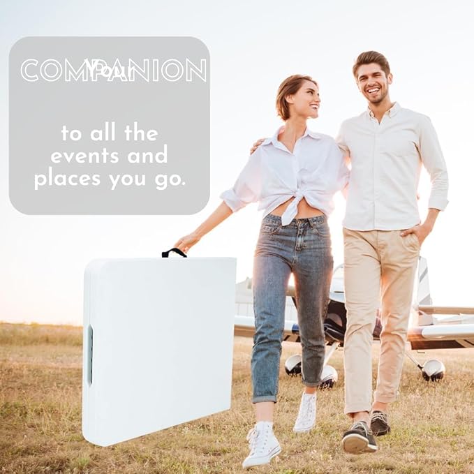 6ft Plastic Folding Table, Fold-in-Half Portable Utility Table Heavy Duty Portable w/Handle, for Indoor Outdoor,Picnic, Party, & Camping (White, 6ft)